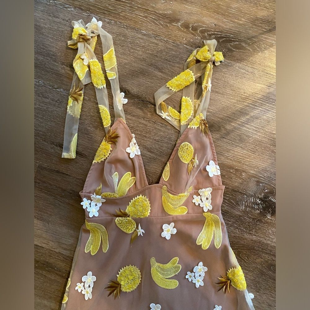 For Love And Lemons Yellow Floral Midi Dress - Picture 3 of 14